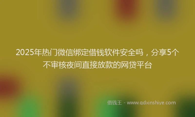 2025年热门微信绑定借钱软件安全吗，分享5个不审核夜间直接放款的网贷平台