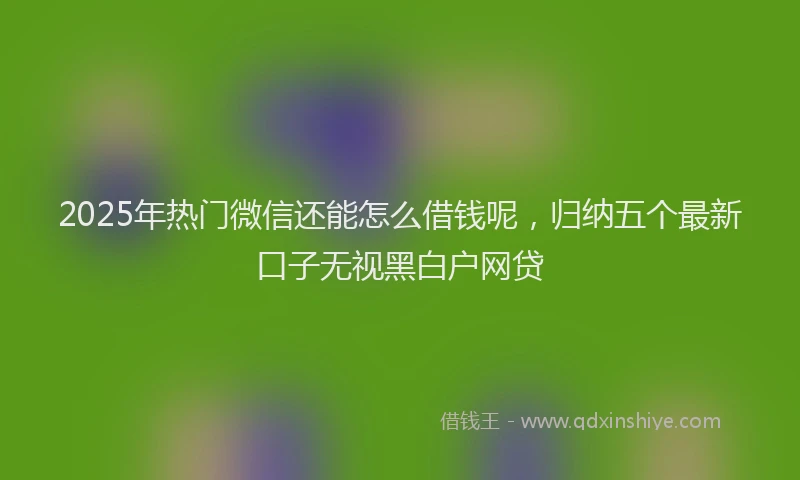 2025年热门微信还能怎么借钱呢，归纳五个最新口子无视黑白户网贷