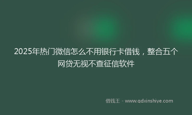 2025年热门微信怎么不用银行卡借钱，整合五个网贷无视不查征信软件