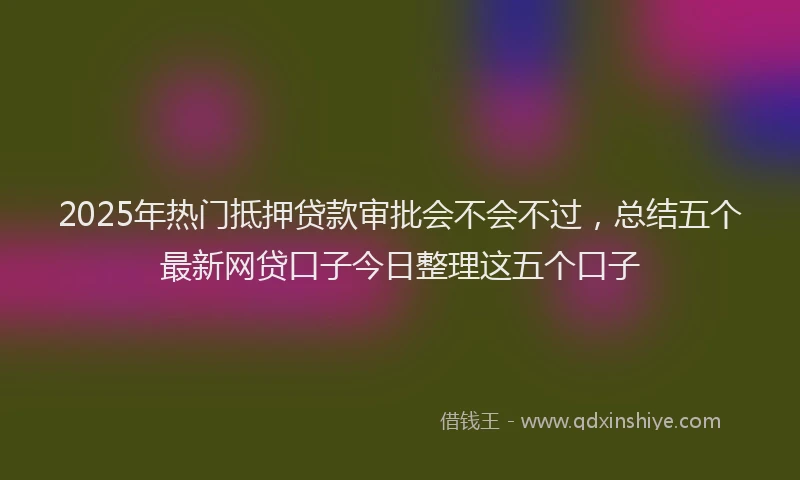 2025年热门抵押贷款审批会不会不过，总结五个最新网贷口子今日整理这五个口子