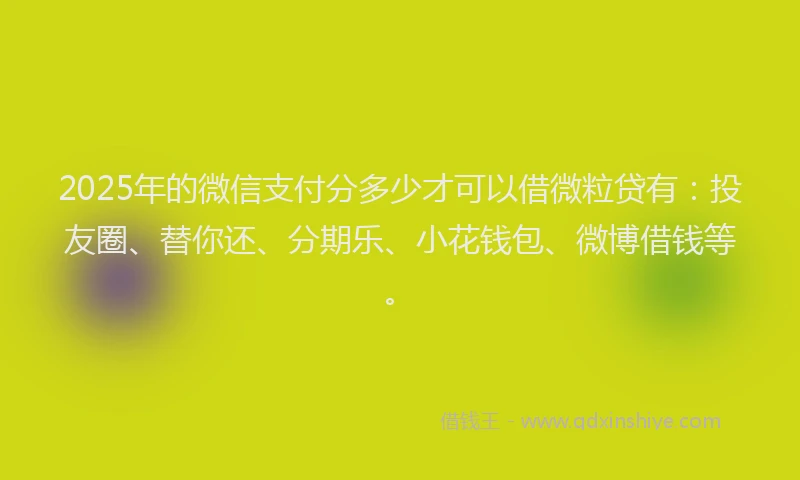 2025年的微信支付分多少才可以借微粒贷有：投友圈、替你还、分期乐、小花钱包、微博借钱等。