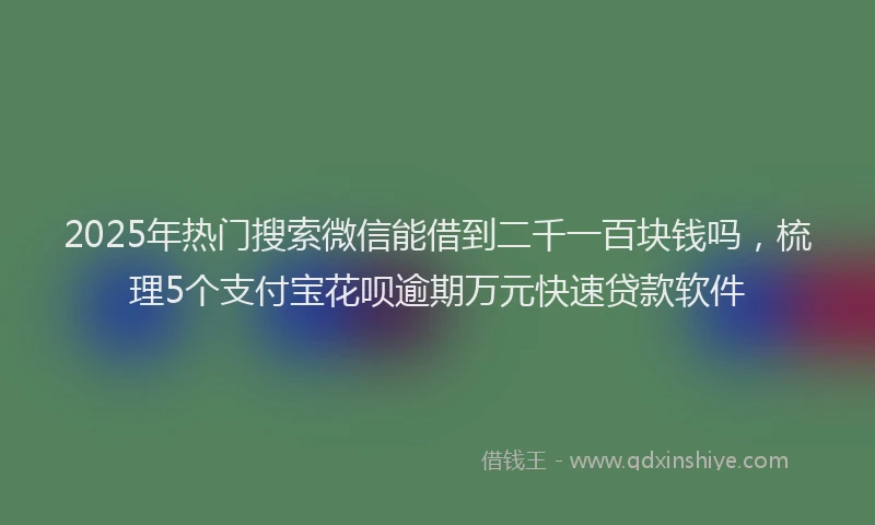 2025年热门搜索微信能借到二千一百块钱吗，梳理5个支付宝花呗逾期万元快速贷款软件