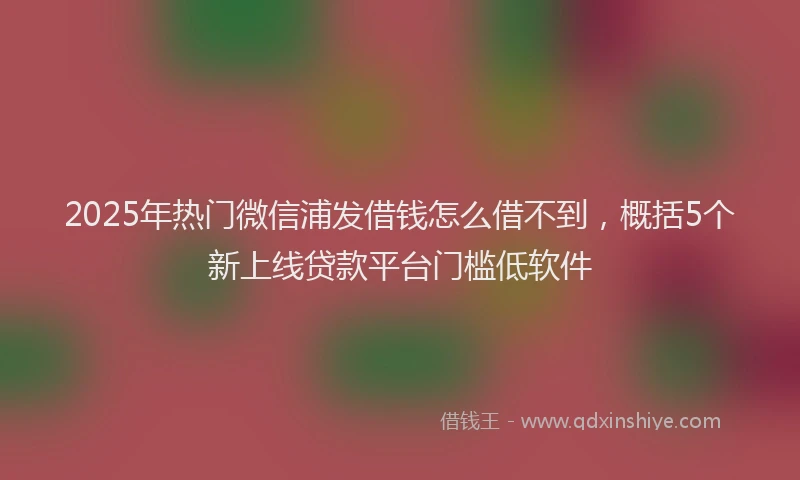 2025年热门微信浦发借钱怎么借不到，概括5个新上线贷款平台门槛低软件