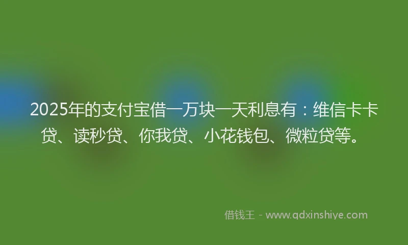 2025年的支付宝借一万块一天利息有：维信卡卡贷、读秒贷、你我贷、小花钱包、微粒贷等。