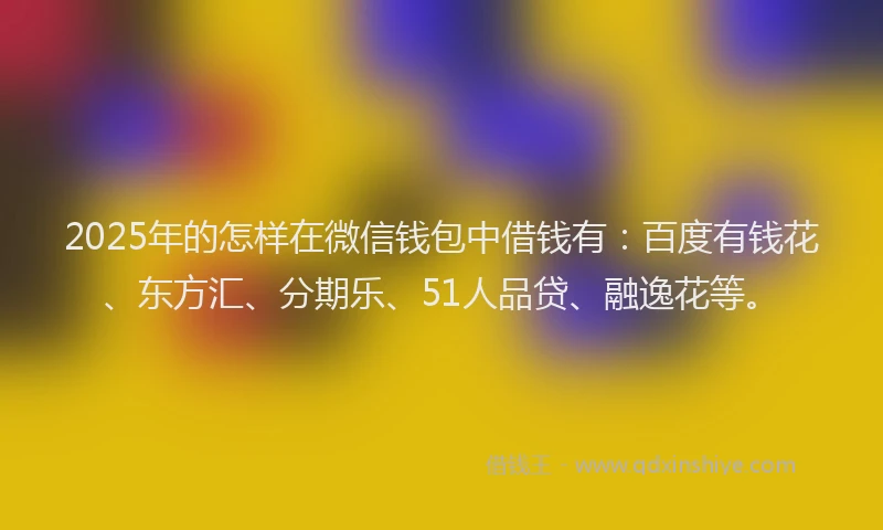 2025年的怎样在微信钱包中借钱有：百度有钱花、东方汇、分期乐、51人品贷、融逸花等。