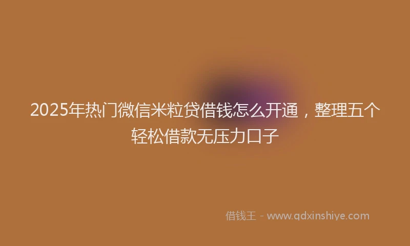 2025年热门微信米粒贷借钱怎么开通，整理五个轻松借款无压力口子