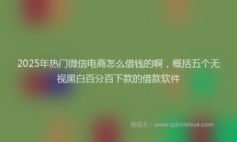 2025年热门微信电商怎么借钱的啊，概括五个无视黑白百分百下款的借款软件