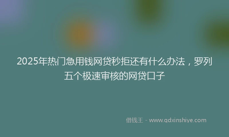 2025年热门急用钱网贷秒拒还有什么办法，罗列五个极速审核的网贷口子