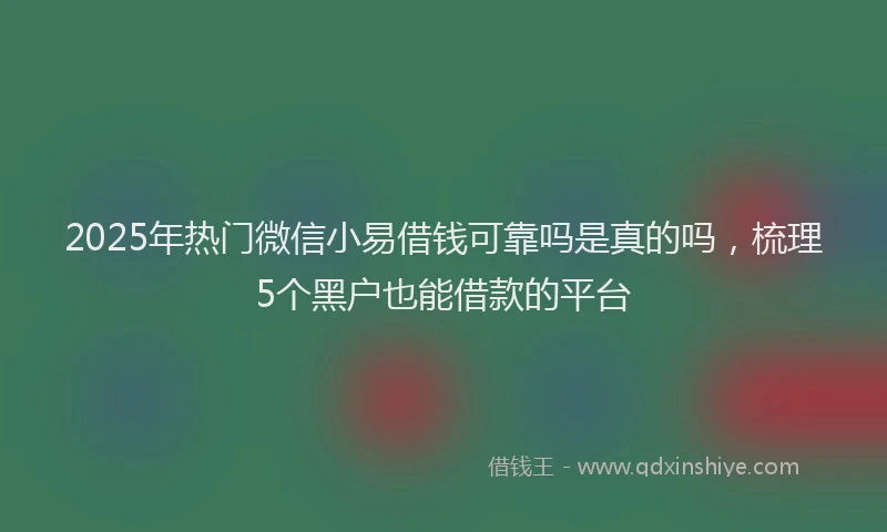 2025年热门微信小易借钱可靠吗是真的吗，梳理5个黑户也能借款的平台