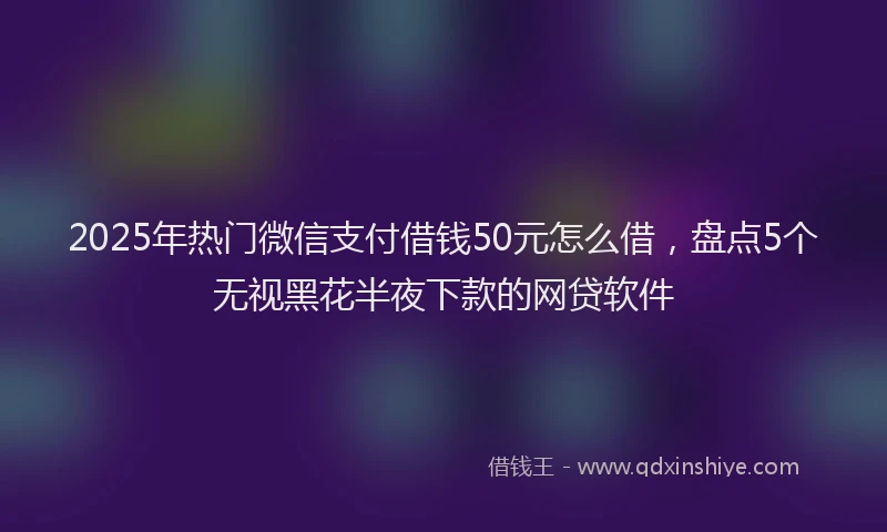 2025年热门微信支付借钱50元怎么借，盘点5个无视黑花半夜下款的网贷软件