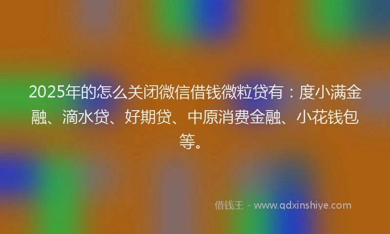 2025年的怎么关闭微信借钱微粒贷有：度小满金融、滴水贷、好期贷、中原消费金融、小花钱包等。