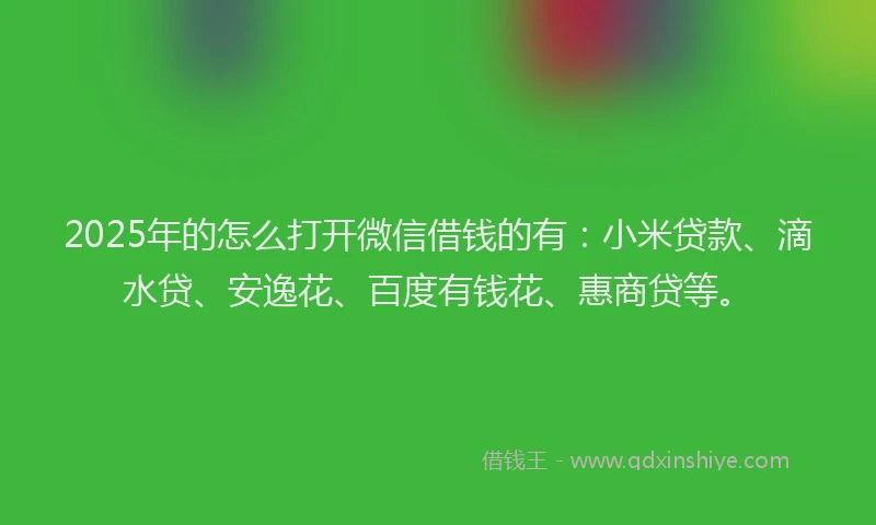 2025年的怎么打开微信借钱的有：小米贷款、滴水贷、安逸花、百度有钱花、惠商贷等。