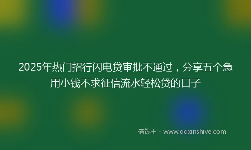 2025年热门招行闪电贷审批不通过，分享五个急用小钱不求征信流水轻松贷的口子