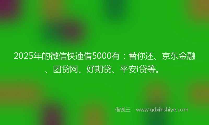 2025年的微信快速借5000有：替你还、京东金融、团贷网、好期贷、平安i贷等。