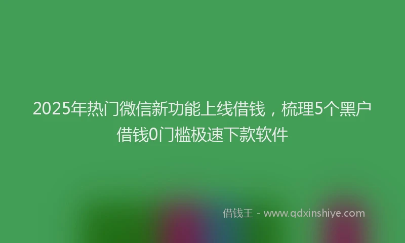 2025年热门微信新功能上线借钱，梳理5个黑户借钱0门槛极速下款软件