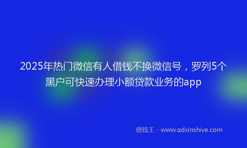 2025年热门微信有人借钱不换微信号，罗列5个黑户可快速办理小额贷款业务的app