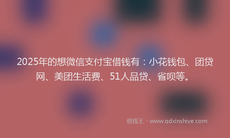 2025年的想微信支付宝借钱有：小花钱包、团贷网、美团生活费、51人品贷、省呗等。