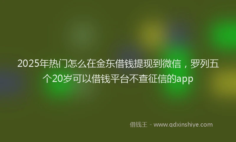 2025年热门怎么在金东借钱提现到微信，罗列五个20岁可以借钱平台不查征信的app