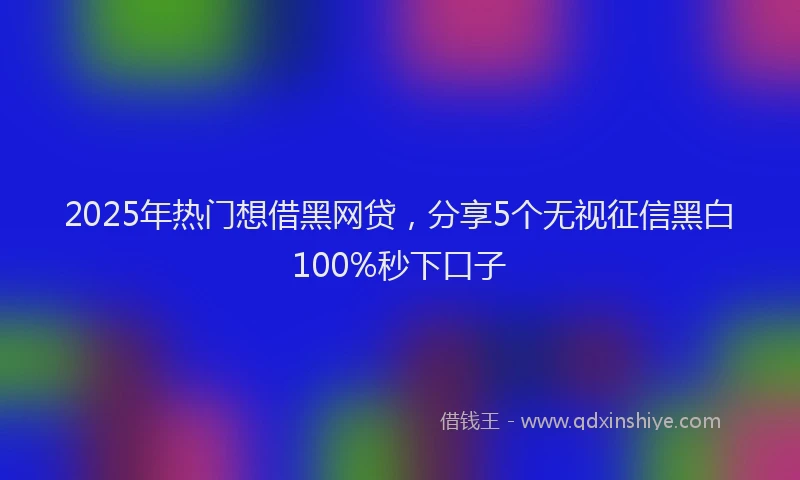 2025年热门想借黑网贷，分享5个无视征信黑白100%秒下口子