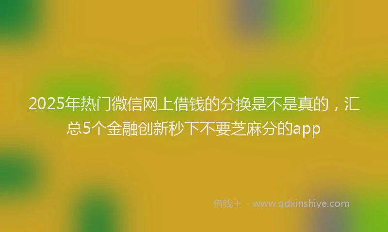 2025年热门微信网上借钱的分换是不是真的，汇总5个金融创新秒下不要芝麻分的app