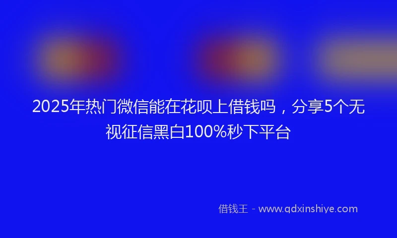 2025年热门微信能在花呗上借钱吗，分享5个无视征信黑白100%秒下平台