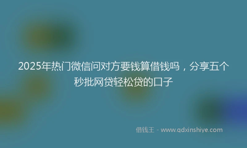 2025年热门微信问对方要钱算借钱吗，分享五个秒批网贷轻松贷的口子