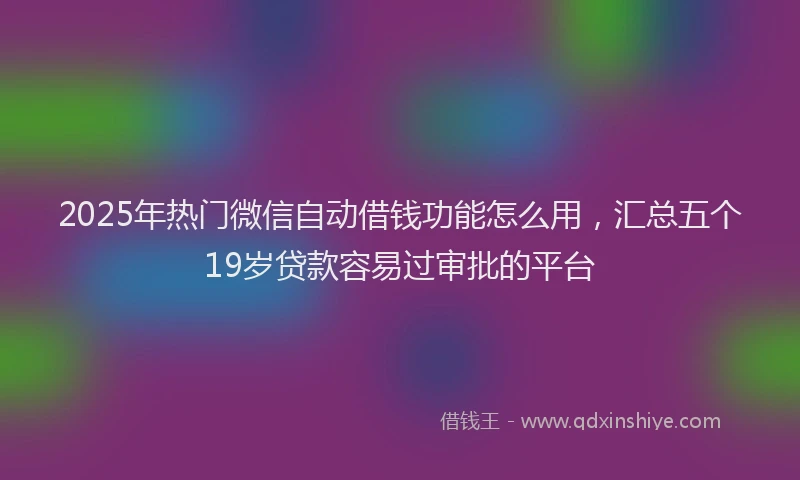 2025年热门微信自动借钱功能怎么用，汇总五个19岁贷款容易过审批的平台