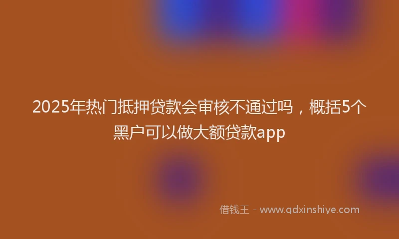 2025年热门抵押贷款会审核不通过吗，概括5个黑户可以做大额贷款app