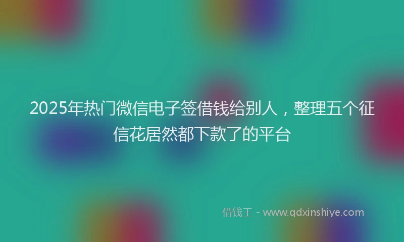 2025年热门微信电子签借钱给别人，整理五个征信花居然都下款了的平台