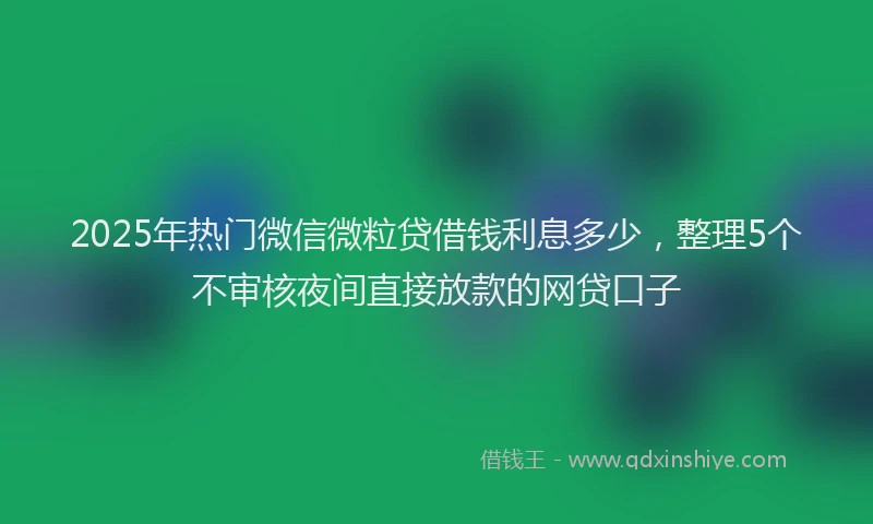 2025年热门微信微粒贷借钱利息多少，整理5个不审核夜间直接放款的网贷口子