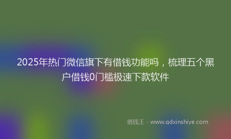2025年热门微信旗下有借钱功能吗，梳理五个黑户借钱0门槛极速下款软件