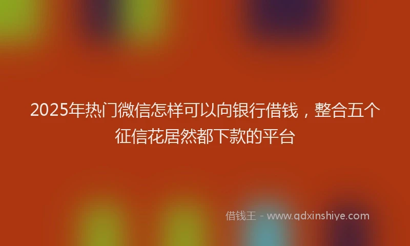 2025年热门微信怎样可以向银行借钱，整合五个征信花居然都下款的平台