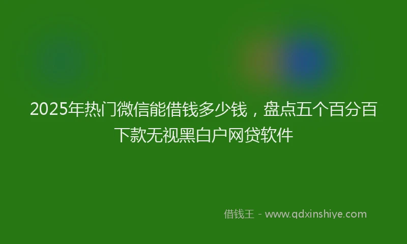 2025年热门微信能借钱多少钱，盘点五个百分百下款无视黑白户网贷软件