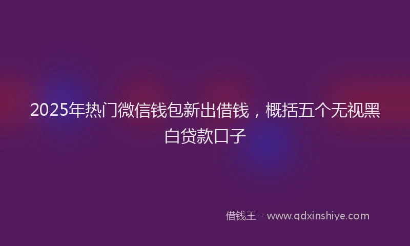 2025年热门微信钱包新出借钱，概括五个无视黑白贷款口子