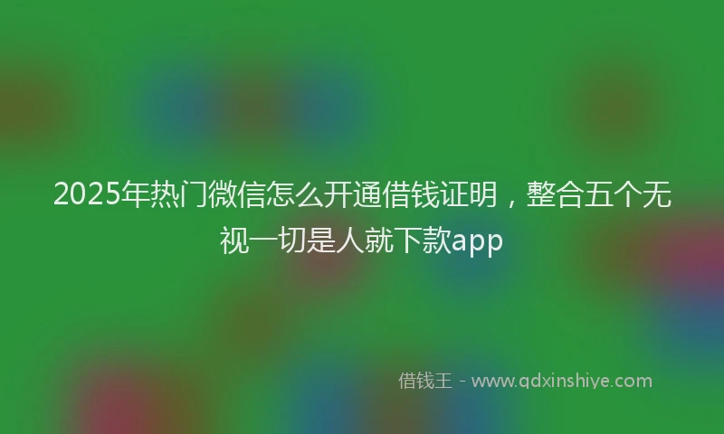2025年热门微信怎么开通借钱证明，整合五个无视一切是人就下款app