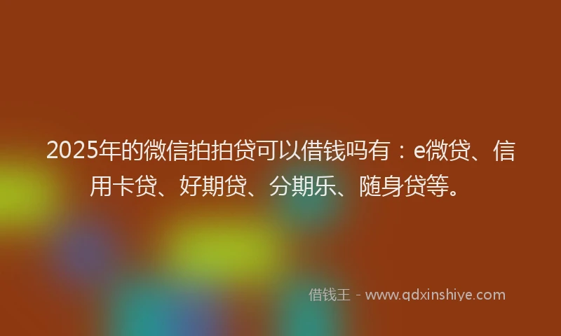 2025年的微信拍拍贷可以借钱吗有：e微贷、信用卡贷、好期贷、分期乐、随身贷等。
