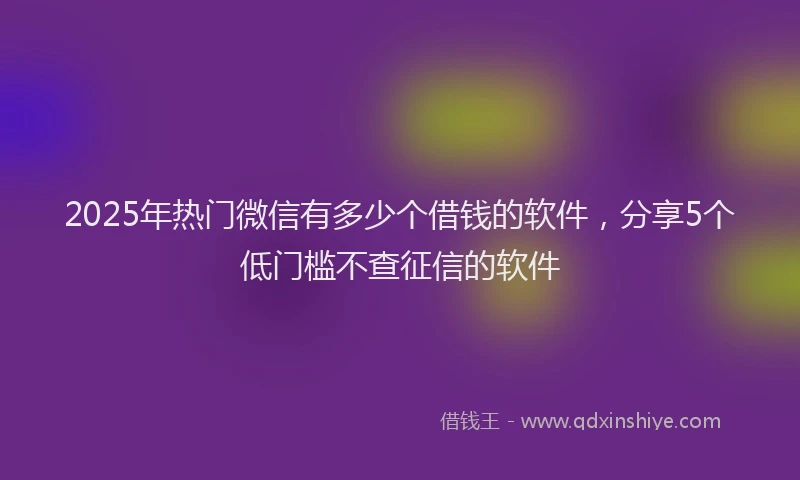 2025年热门微信有多少个借钱的软件，分享5个低门槛不查征信的软件