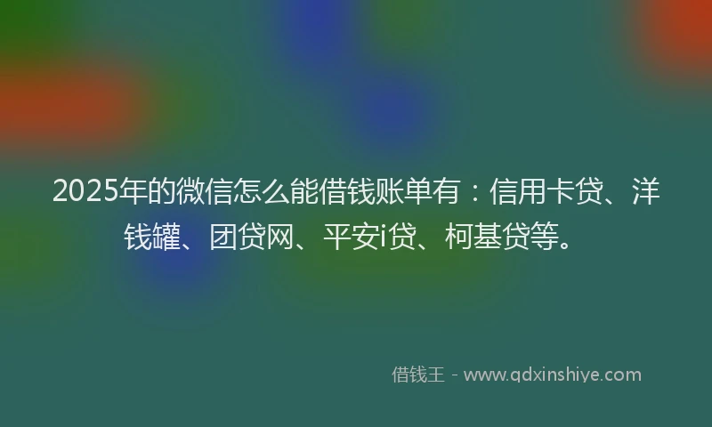 2025年的微信怎么能借钱账单有：信用卡贷、洋钱罐、团贷网、平安i贷、柯基贷等。