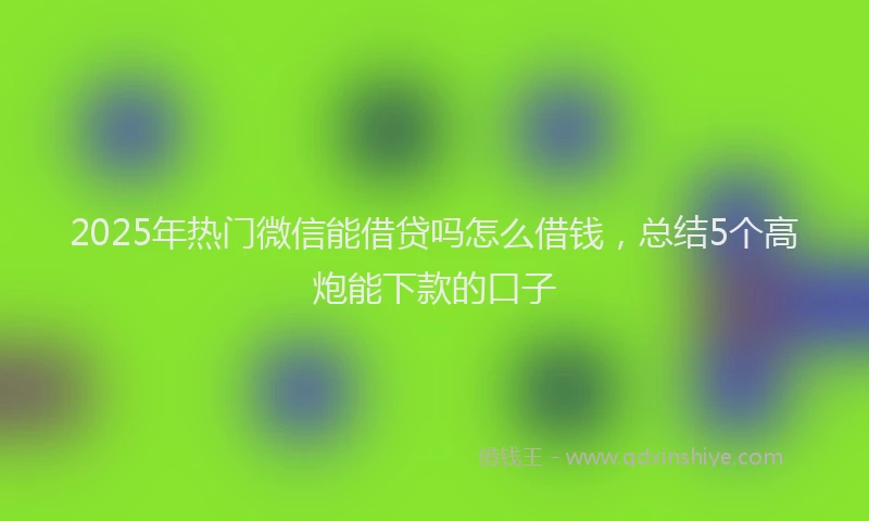 2025年热门微信能借贷吗怎么借钱，总结5个高炮能下款的口子