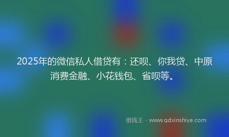 2025年的微信私人借贷有：还呗、你我贷、中原消费金融、小花钱包、省呗等。
