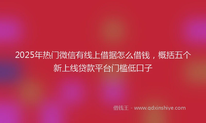 2025年热门微信有线上借据怎么借钱，概括五个新上线贷款平台门槛低口子