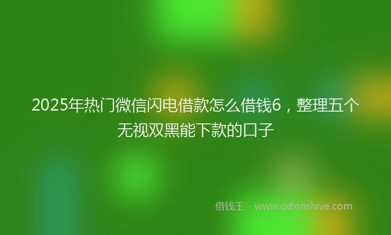 2025年热门微信闪电借款怎么借钱6，整理五个无视双黑能下款的口子