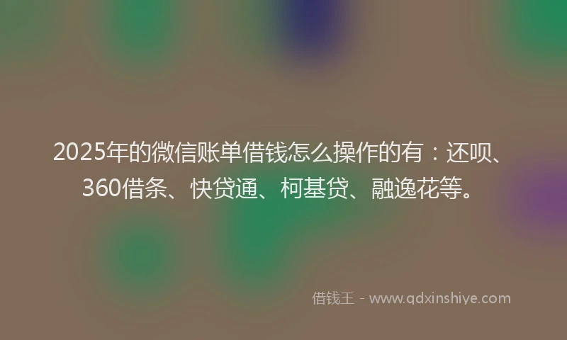 2025年的微信账单借钱怎么操作的有：还呗、360借条、快贷通、柯基贷、融逸花等。