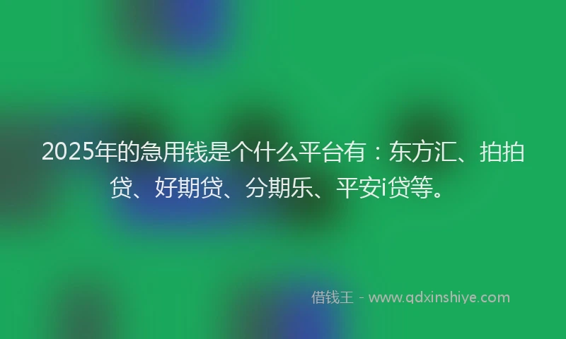 2025年的急用钱是个什么平台有：东方汇、拍拍贷、好期贷、分期乐、平安i贷等。