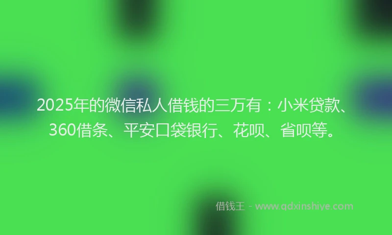 2025年的微信私人借钱的三万有：小米贷款、360借条、平安口袋银行、花呗、省呗等。