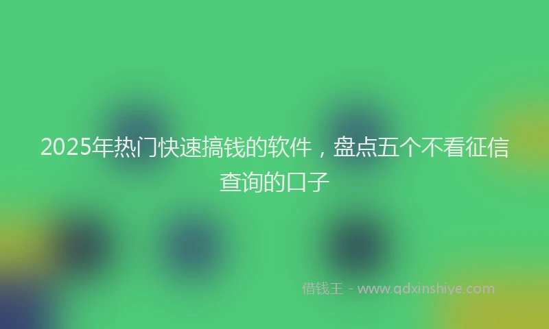 2025年热门快速搞钱的软件，盘点五个不看征信查询的口子