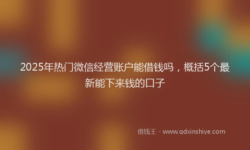 2025年热门微信经营账户能借钱吗，概括5个最新能下来钱的口子