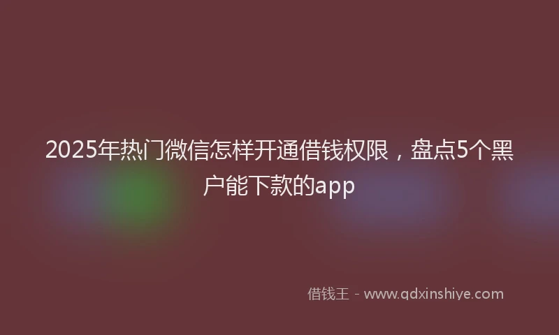 2025年热门微信怎样开通借钱权限，盘点5个黑户能下款的app