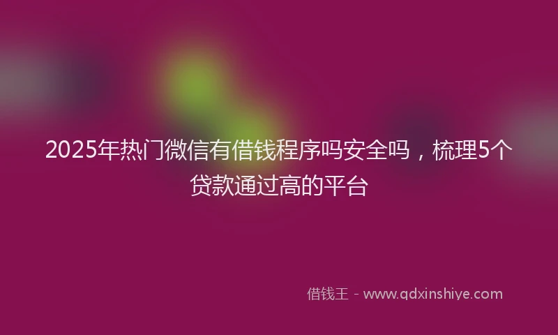 2025年热门微信有借钱程序吗安全吗，梳理5个贷款通过高的平台