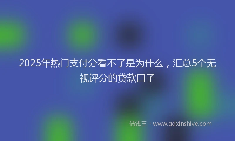 2025年热门支付分看不了是为什么，汇总5个无视评分的贷款口子